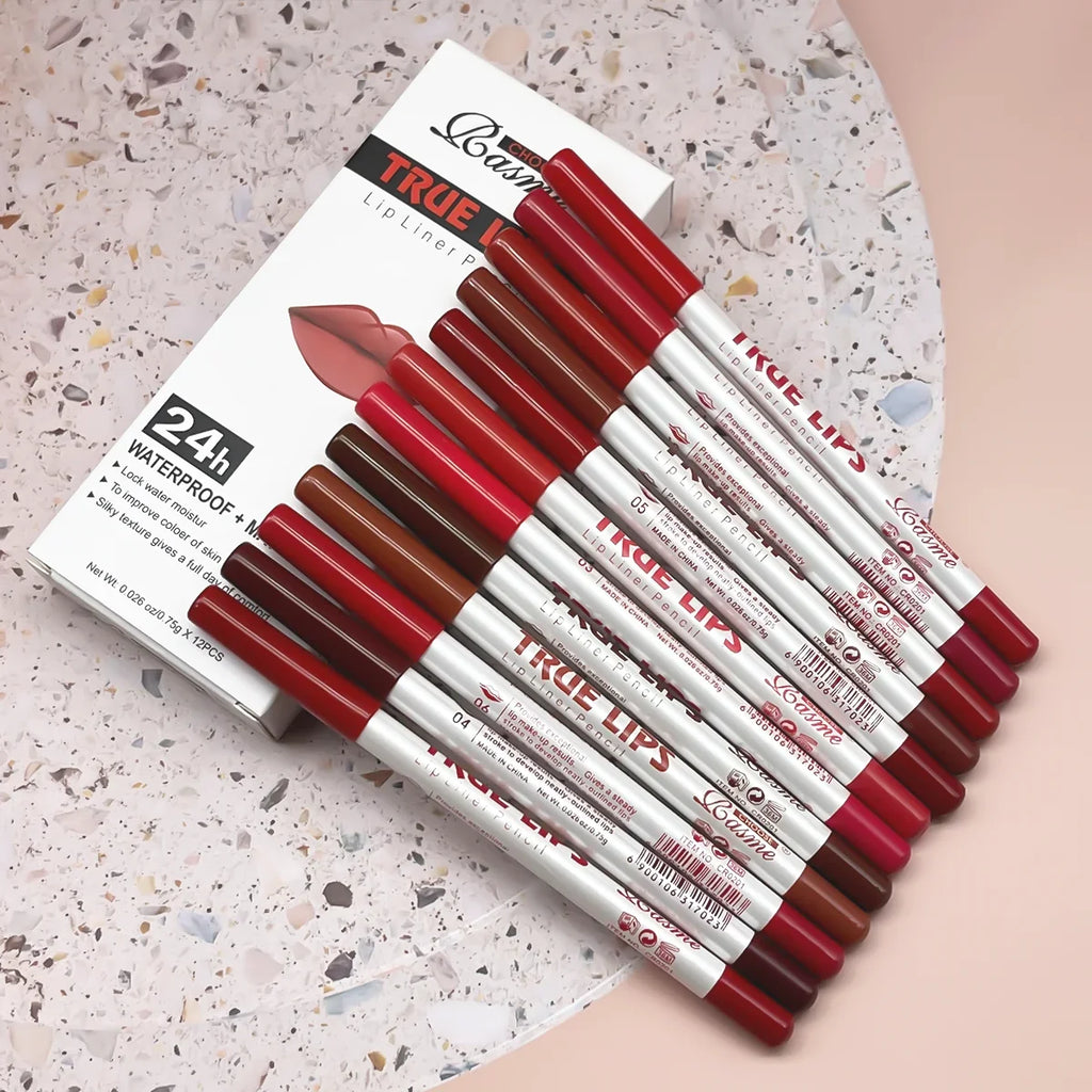 12 pcs Long-Lasting Lipstick Set with Professional Lip Liner Pencil