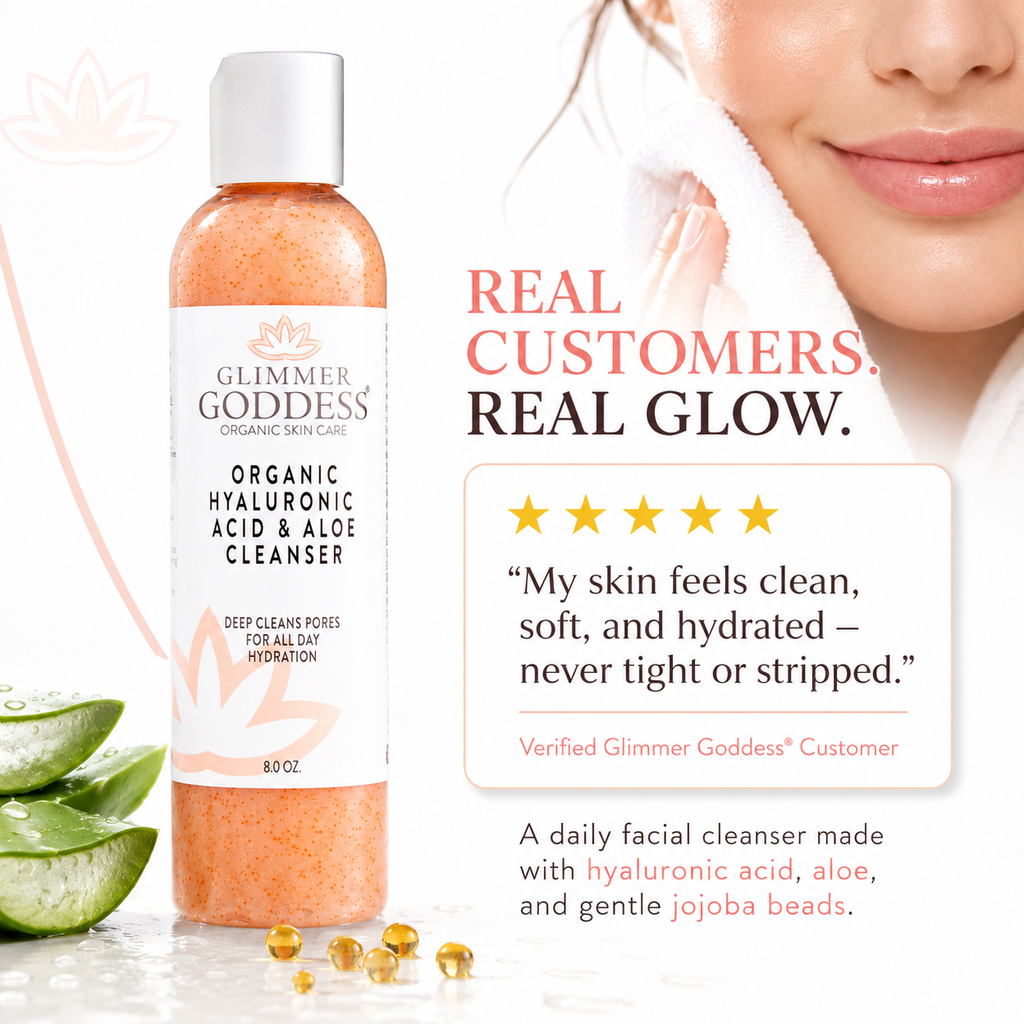 Organic Hydrating Facial Cleanser with Exfoliating Jojoba Beads – 8 oz