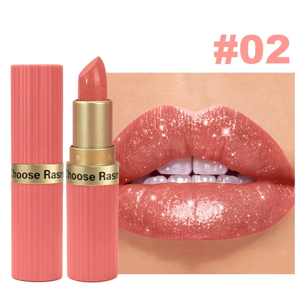 Pearlescent Pink Glitter Velvet Lipstick Metallic