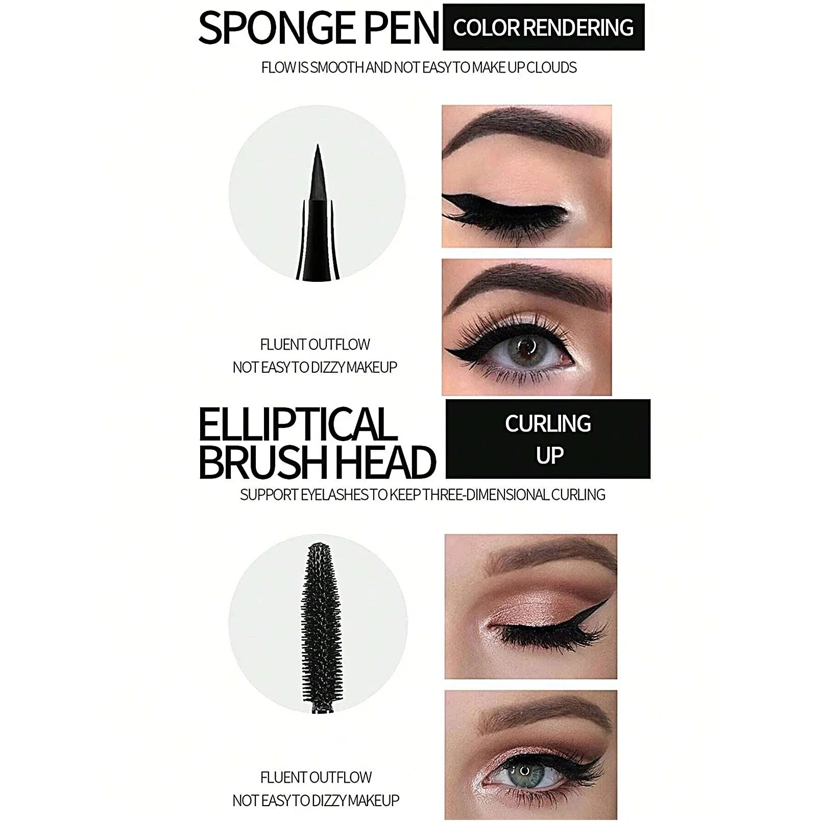 Liquid Eyeliner Pencil 4D Waterproof Mascara Set