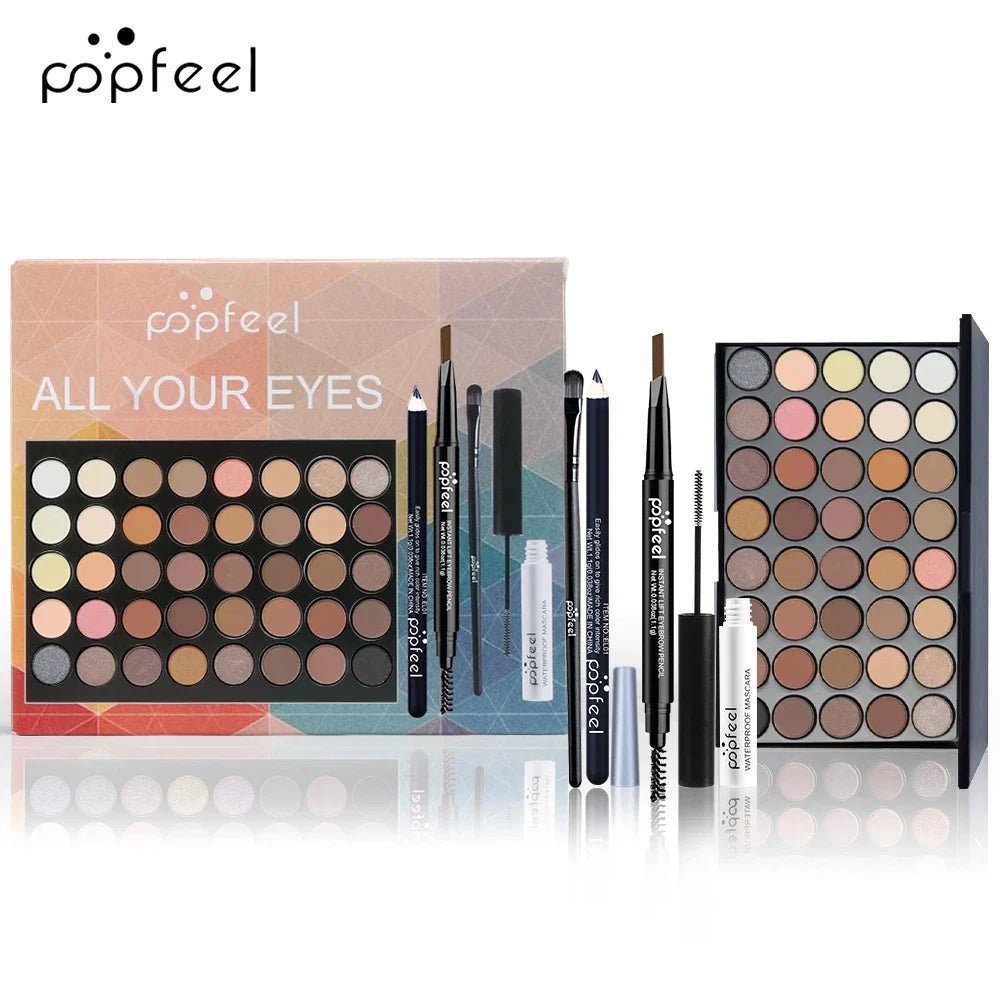 Eye Makeup Set, Eyeshadow Palette, Eyeliner, Mascara, Eyebrow Pencil, Makeup Tox