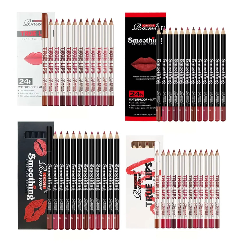 12 pcs Long-Lasting Lipstick Set with Professional Lip Liner Pencil