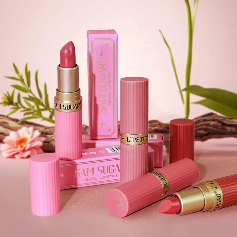 Pearlescent Pink Glitter Velvet Lipstick Metallic