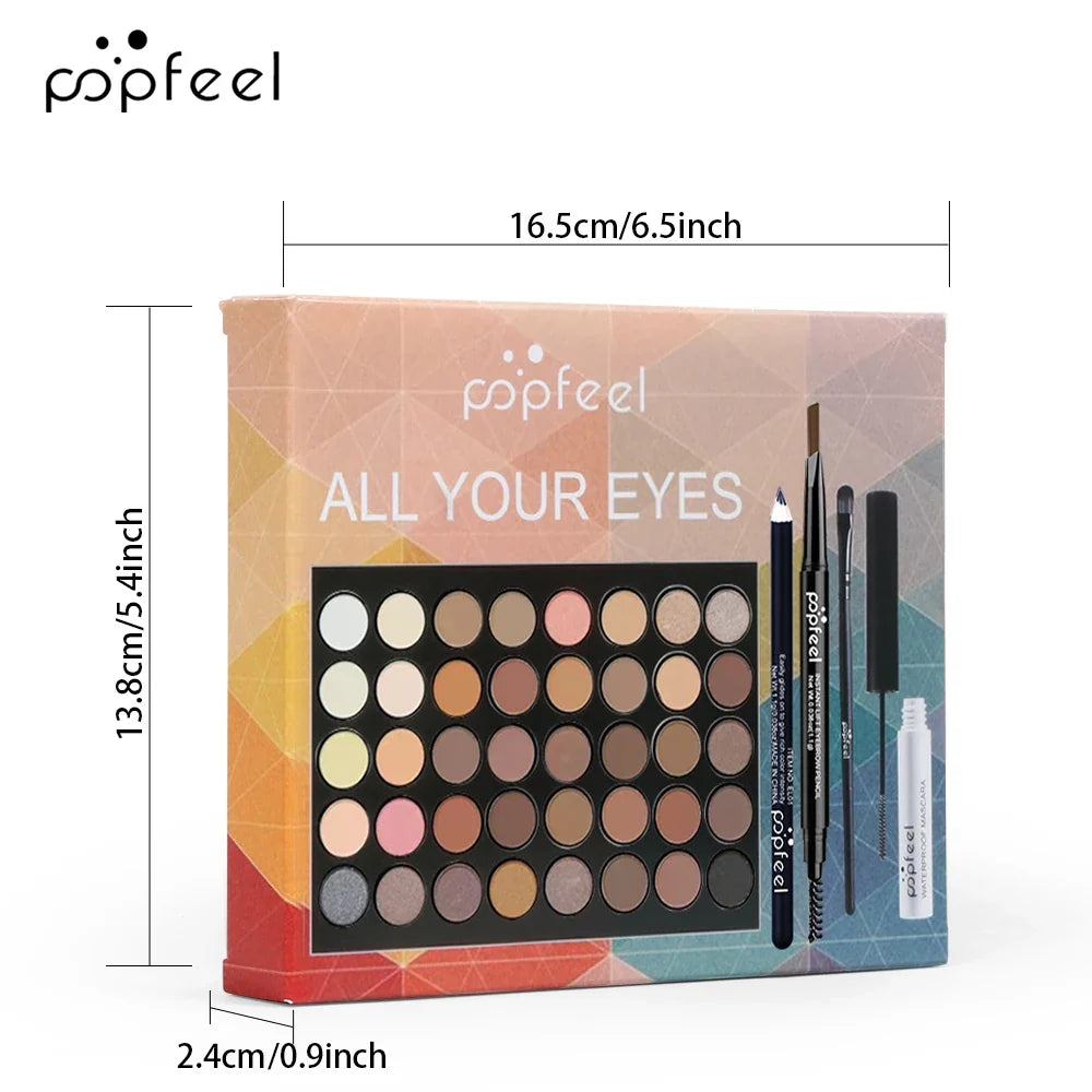 Eye Makeup Set, Eyeshadow Palette, Eyeliner, Mascara, Eyebrow Pencil, Makeup Tox