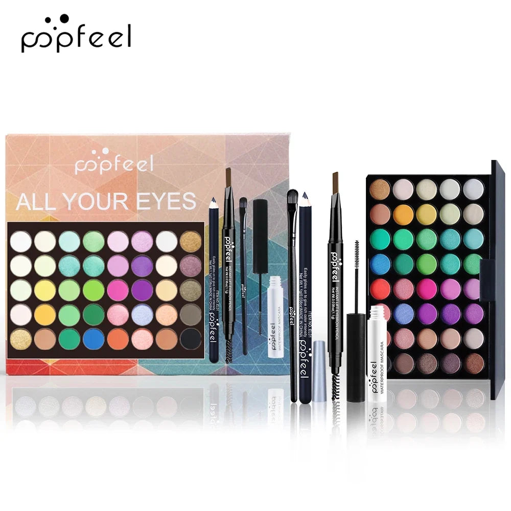 Eye Makeup Set, Eyeshadow Palette, Eyeliner, Mascara, Eyebrow Pencil, Makeup Tox