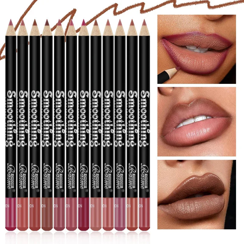 12 pcs Long-Lasting Lipstick Set with Professional Lip Liner Pencil