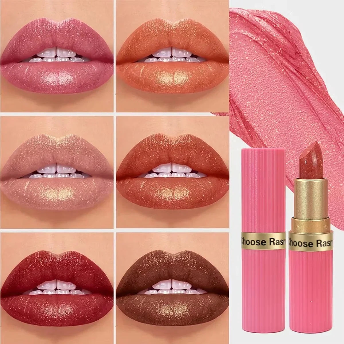Pearlescent Pink Glitter Velvet Lipstick Metallic