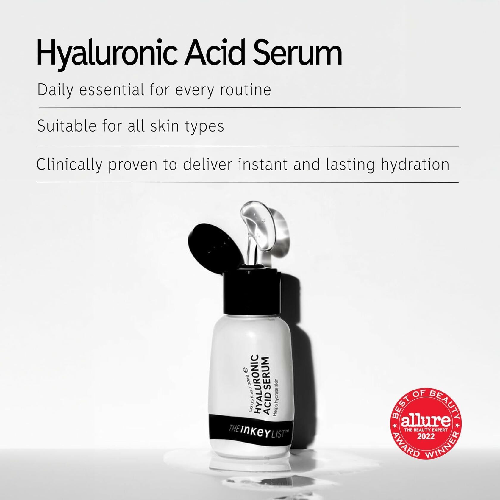 The INKEY List Hyaluronic Acid Serum - Hydrating Plump Smooth Skin New